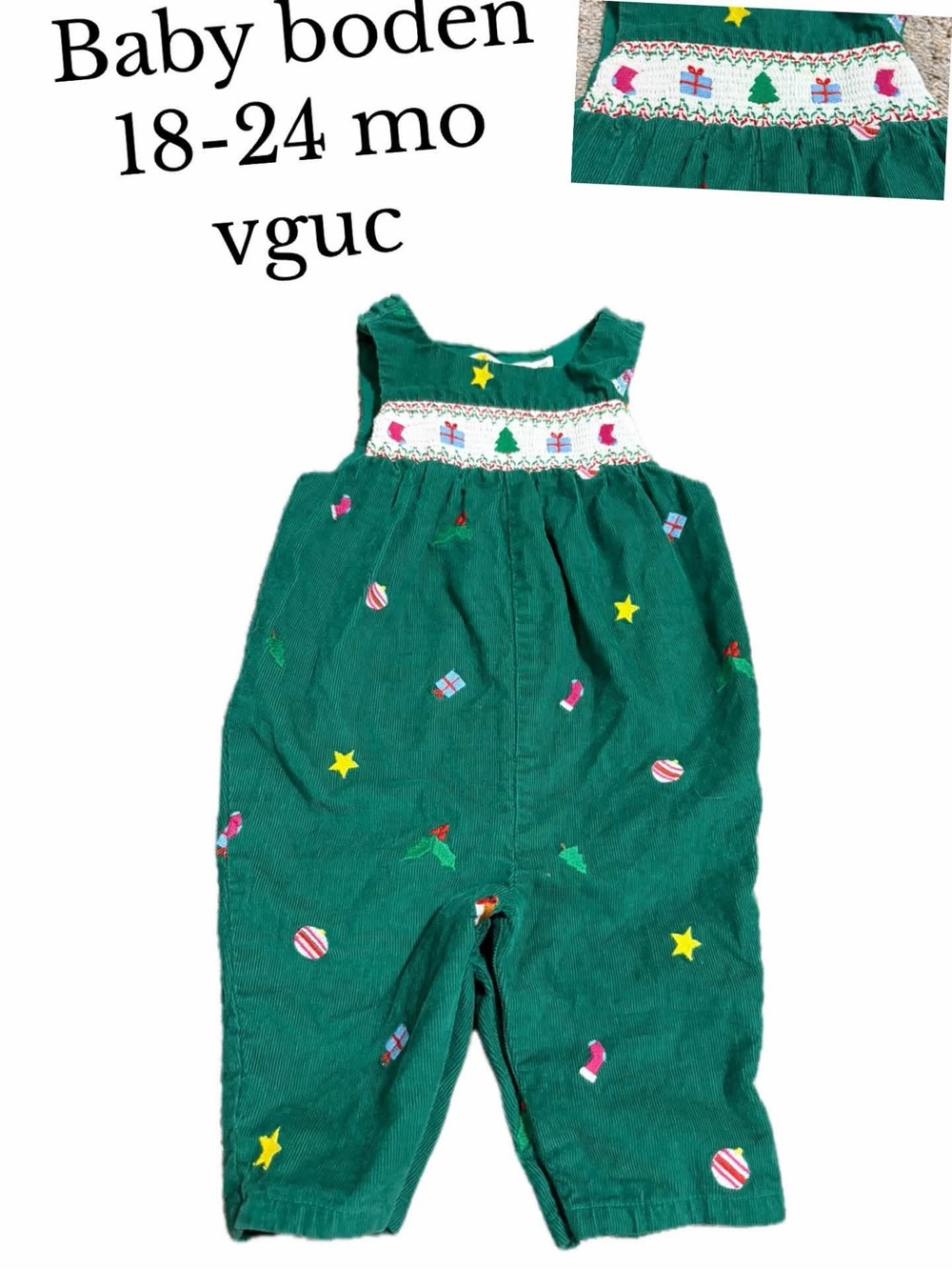 Baby boden 18-24 month smocked Christmas overalls